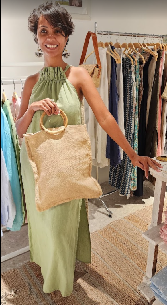 Robe longue été fluide en lin - olive