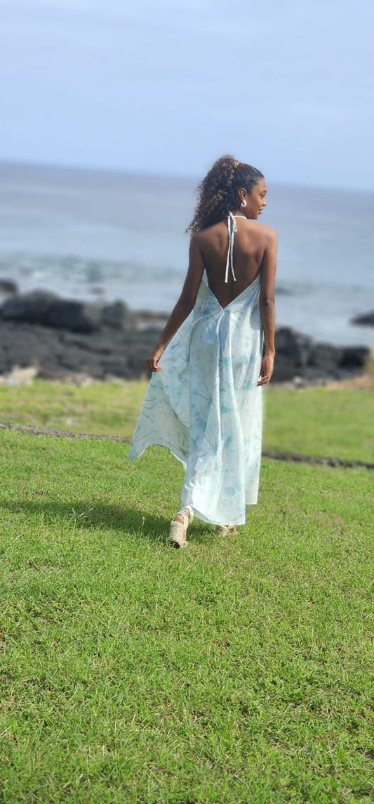 longue robe de plage en lin évasé 