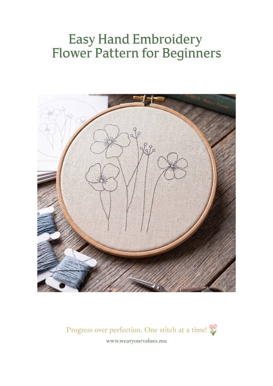 Minimalist Flower Embroidery Pattern