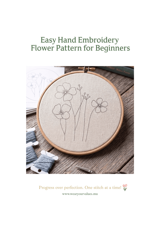 Minimalist Flower Embroidery Pattern - Wear Your Values