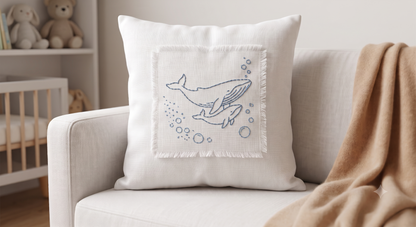 Minimalist Mother & Calf Whale Embroidery Pattern – Digital Download
