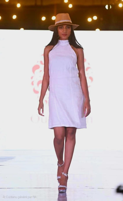 Robe dos nu en lin - blanc