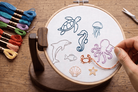 Sea Animals Embroidery Pattern for Beginners | Step-by-Step Tutorial - Wear Your Values